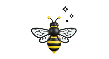 3D Render of a Cartoon Bee with Sparkles