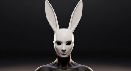 Eerie Rabbit Mask - A Hauntingly Beautiful Portrait in Dark Ambiance.