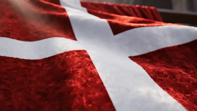 Red flag with a large white cross