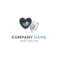 Fototapeta premium Heart and Fetus Line Art Logo Design for Company Branding.