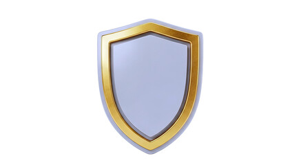 3D Rendered Silver Shield with Gold Border