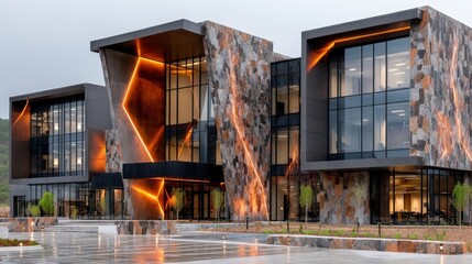Modern Architectural Design of Business Complex with Unique Facade