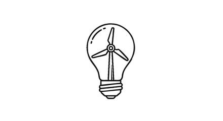 Obraz premium Eco-friendly light bulb with wind turbine icon illustrating sustainable energy solutions and green power generation, symbolizing innovation in renewable technology for a brighter future
