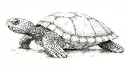 Fototapeta premium Detailed Illustration of a Realistic Turtle in Natural Pose
