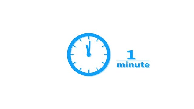 Counting 2 minutes timer clock animation. Clock timer animation. Clock timer on white background.