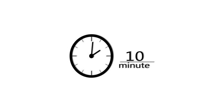 Counting 60 minutes timer clock animation. Clock timer animation. Clock timer on white background.