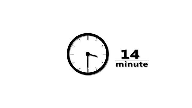 Counting 54 minutes timer clock animation. Clock timer animation. Clock timer on white background.