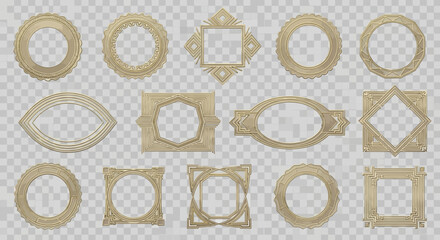 Collection of Decorative Vintage Photo Frames, Ornate Borders, Isolated on Transparent Background