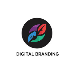 Fototapeta premium A logo design features colorful leaves in a black circle with text