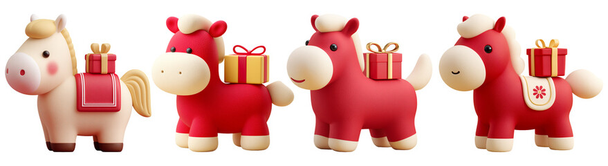 2026 병오년 새해맞이 귀여운 3d 붉은 말 캐릭터와 선물 세트		
