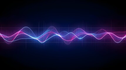 Fototapeta premium Modern tech background featuring illuminated rhythmic signal waves