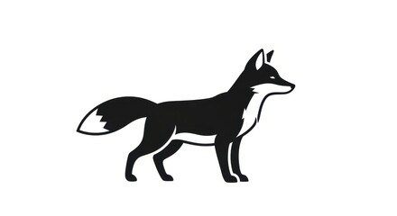 Naklejka premium Elegant Fox Silhouette - A Minimalist Wildlife Illustration with Sharp Focus.