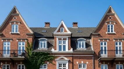 Luxury brick residential building architecture.