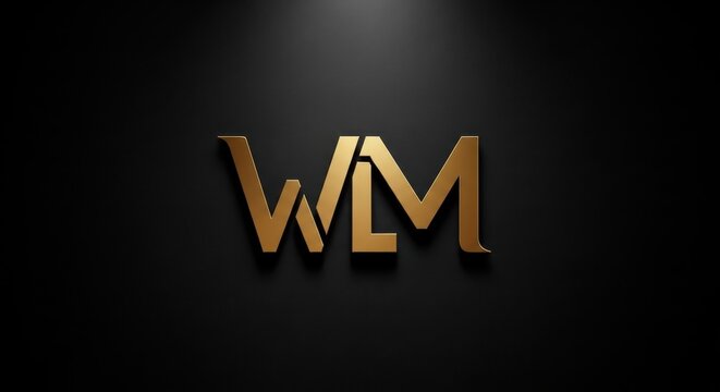 Elegant Golden WLM Logo on Dark Background for Brand Identity.