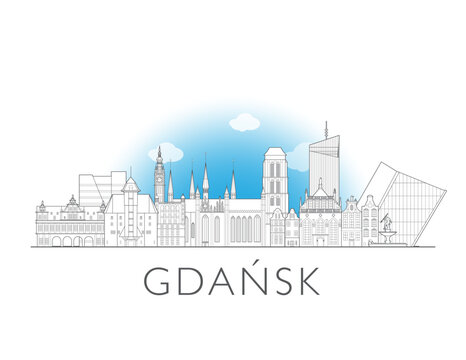 Gdańsk Poland skyline urban cityscape illustration drawing