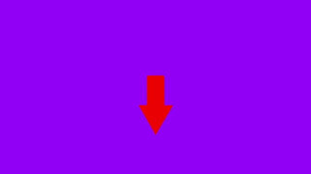 Red arrow pointing down on a purple background down arrow direction