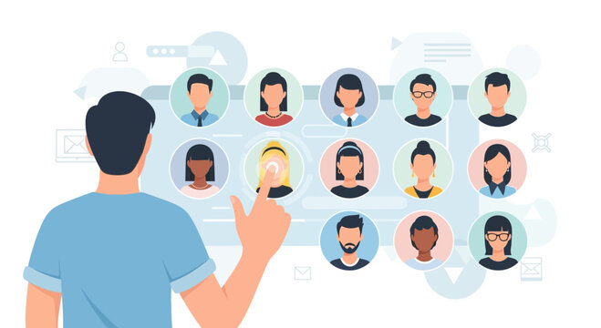 Interactive online communication with diverse team members and connecting digital profiles