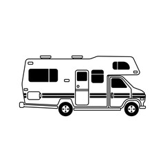 Camper van Transport Vehicle for Vacations and Holidays Vector Icon Symbol Silhouette Illustration