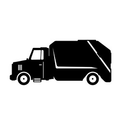 Garbage Truck Bin Collection Waste Management Service Black Icon Vector Symbol