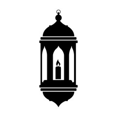 Traditional Islamic Lantern Light Icon Vector Black