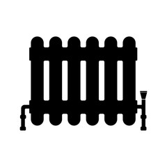 Household Home Radiator Central Heating Appliance Icon Black Silhouette Illustration