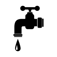 Simple Water Faucet Tap Icon Black Silhouette Illustration