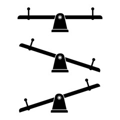 Seesaw balance, Equal and unequal weight, balanced and unbalanced Icon Black Silhouette Illustration