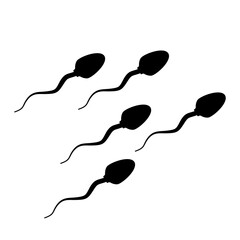 Sperm Swimming to Fertilize Female Egg Icon Black Silhouette