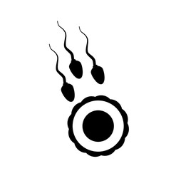 Sperm Traveling to Fertilize Female Egg Cell Icon Black Silhouette