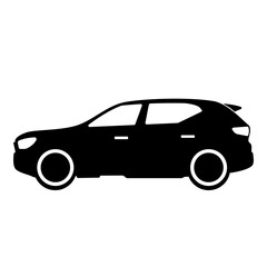 Modern Car SUV Vehicle Transport Icon Black Silhouette Illustration