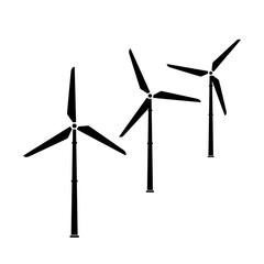 Wind turbines Wind Farm Renewable Eco Energy Vector Icon Illustration Symbol Silhouette