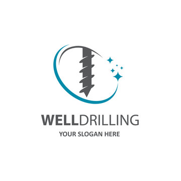 emblem of water well drilling isolated on white background