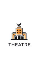 Fototapeta premium Elegant Theatre Logo Design with Classic Architecture and Bird Statue.