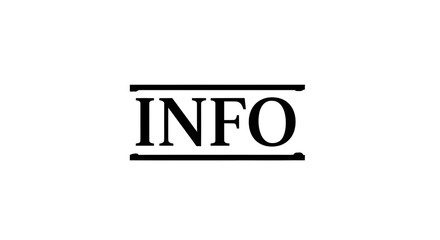 Fototapeta premium Black serif 'INFO' text with double underline on white background