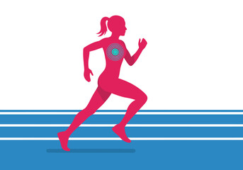 A vibrant silhouette of a runner with a data overlay highlights performance. Modern, dynamic, and visually appealing for fitness and technology themes.