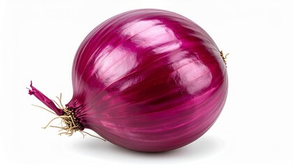 Vibrant Red Onion on White Background.