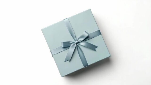 Elegant gift box with ribbon and bow on white background