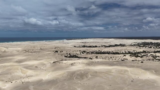Blue Lake, Penong, South Australia &ndash; 4k aerial drone footage of salt lakes, beaches, coastal sand dunes, limestone cliffs and Southern Ocean shoreline