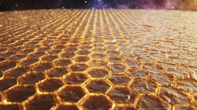 Golden Hexagonal Grid Pattern Abstract Background