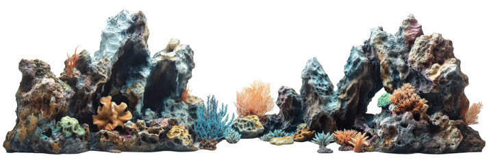 Aquarium Rockery Decor with Coral and Marine Plants
