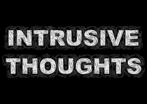 A vector illustration drawing attention to the problem of intrusive thoughts. 