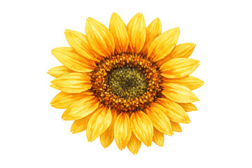 Fototapeta premium Sunflower watercolor painting on transparent background depicting a bright yellow floral bloom, perfect for summer designs