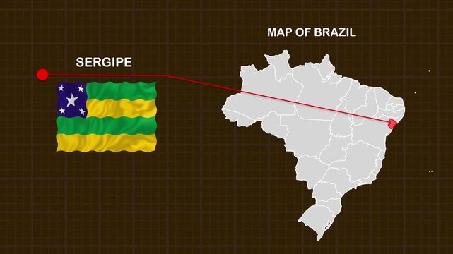 Sergipe_Map_coloured_bg video footage animation showing geographic map visualization with smooth motion background suitable for presentations digital 
