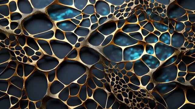 Shapes and patterns appear with yellow and blue colors, creating an interesting look. Different angles show changes in design and texture under lighting.