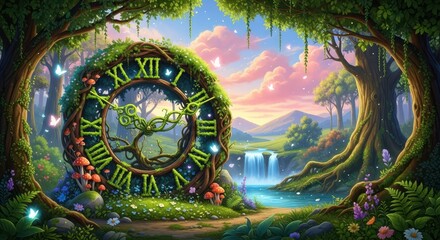 Enchanted Forest Clock - A Timeless Journey into Natures Realm.