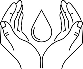 Hand protecting a water drop