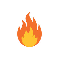 Stylized illustration of a vibrant orange and yellow flame on a white background
