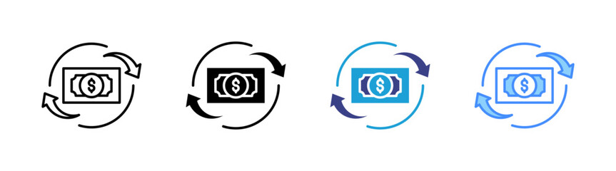 Cashflow icon set multiple style collection