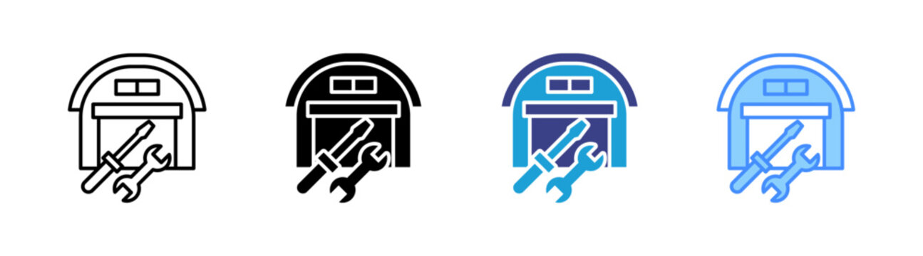 Warehouse icon set multiple style collection
