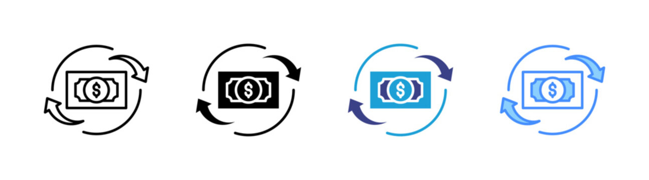 Cashflow icon set multiple style collection